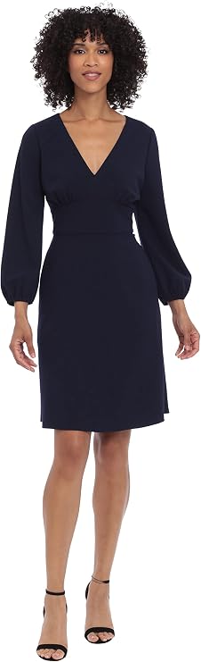 Donna Morgan Women's Donna Morgan Women's Dresses Long Sleeve V-Neck Dress