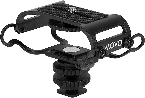 Movo SMM5-B Universal Microphone and Portable Recorder Shock Mount - Fits the Zoom H1n, H2n, H4n, H5, H6, Tascam DR-40x, DR-05x, DR-07x and others with a 1/4" Mounting Screw (Black)