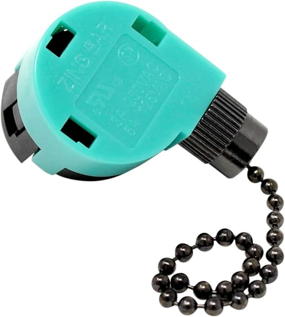 ZE-268S6 3 Speed 4 Wire Pull Chain Fan Switch Replacement Repair Kit 3 Way 4 Position Rotary Motor Controller 3A250VAC 6A125VAC For Ceiling Fans, Basket Fans, Floor Fans, Appliances - Black Nickel
