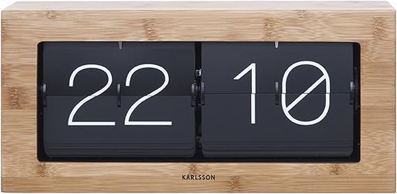 Karlsson KA5642WD Table Wall Clock XL Flip Clock Wood 17.5 x 37 x 9 cm Bamboo Wood
