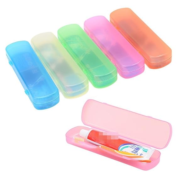 4 Pieces Portable Plastic Toothbrush Case Container Toothpaste Storage Box Toothbrushes Holder for Travel Use