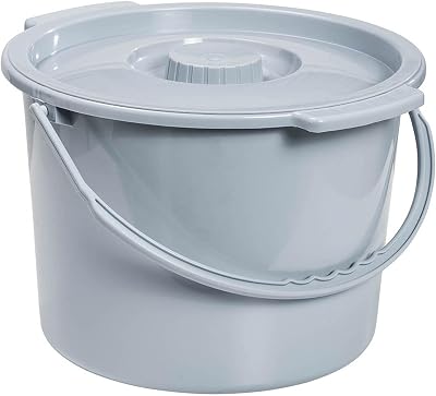 Drive Medical Commode Pail with Lid 12 Quart Gray, 2.38 Pound