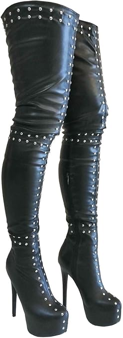 Women's Over The Knee Boots Platform Thigh High Shoes High Heels Rivet Booties