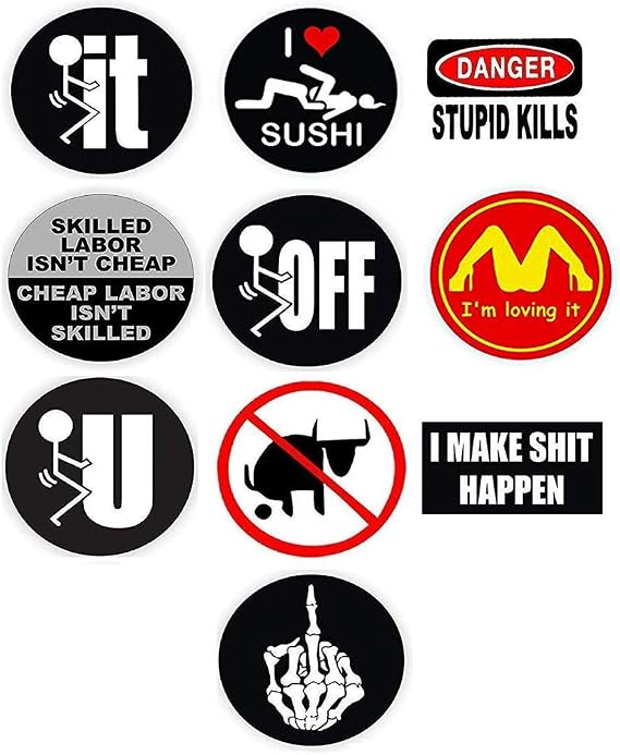 STICKER DAD Helmet Sticker Bundle 948 (10 Stickers Included) Full Color Printed by StickerDad - Hard Hat, Helmet, Windows, Walls, Bumpers, Laptop, Lockers, etc.