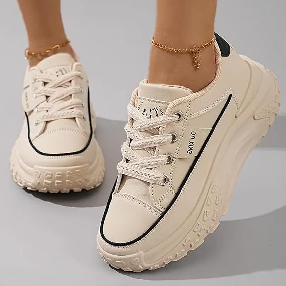 Platform Trainers for Women,Women's Chunky Platform Sneakers,Wedge Trainers for Women,Anti Slip With Thick Sole Breathable Fashion Running Sneakers,Ladies Flat Low Top Fashion Trainer