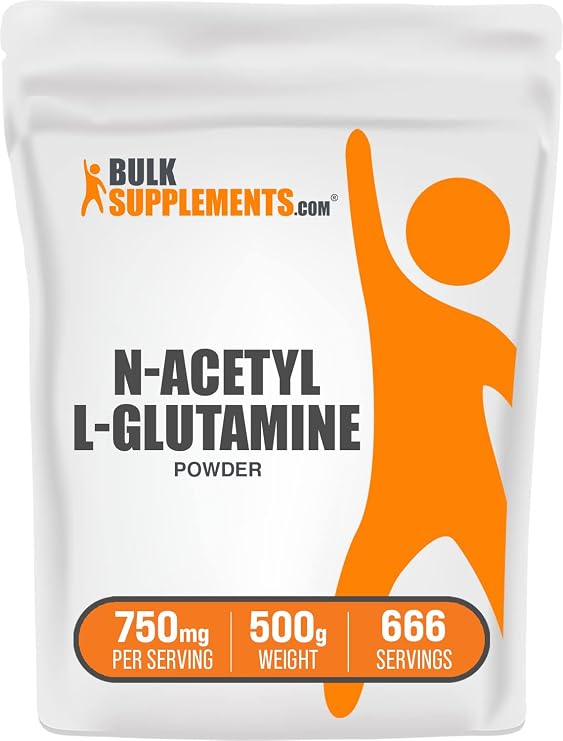 N-Acetyl L-Glutamine Powder - Glutamine Supplement, L Glutamine Powder - Gut Health & Recovery, Glutamine 750mg - Gluten Free, 750mg per Serving, 500g (1.1 lbs)