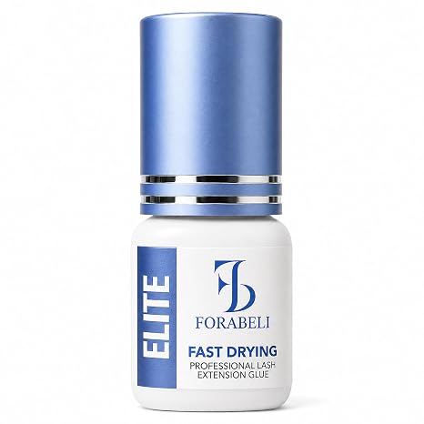 FORABELI Elite Eyelash Extension Glue/Ultra-Fast 1 Sec Dry Time/Professional Black Adhesive for Advanced Lash Artists/Up to 7 Weeks Retention/Classic Volume Hybrid Sets, 5ml