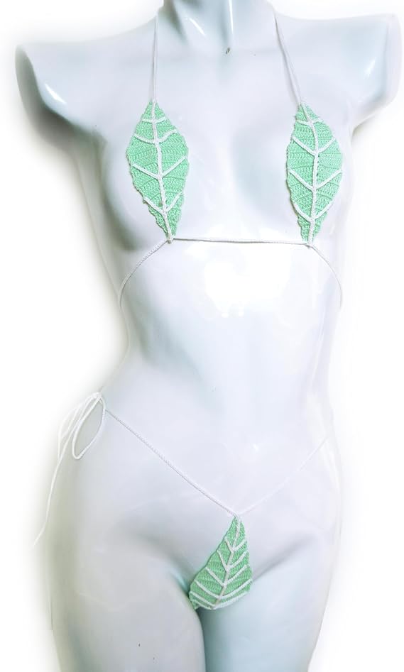 Trangscrochet Crochet Extreme Micro G-string Bikini, Leaf Shaped Bikini