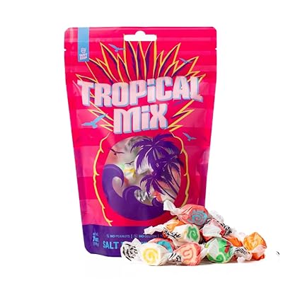 Taffy Shop Tropical Favorites, Salt Water Taffy Assorted Gourmet Soft Chewy Candy, Variety Pack, Bulk Sweet Snack, Fresh Gift & Gluten-Free, 35 Individually Wrapped Pieces 7oz