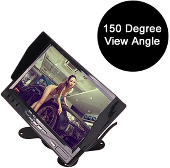 EKYLIN 7" TFT LCD Car Rearview Monitor, Remote Control, 2 Channels RCA Video Inputs - 12-24V 800480HD Screen w/Sunshade Anti-Glare