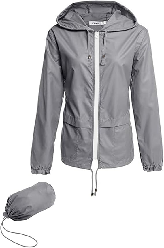 Hount Women Rain Jacket Lightweight Waterproof Packable Raincoat with Hood | Women Raincoats with Pouch, Waterproof Rain Windbreaker, Light Packable Hooded Rain Jacket, Rain Outfit for Hiking Travel