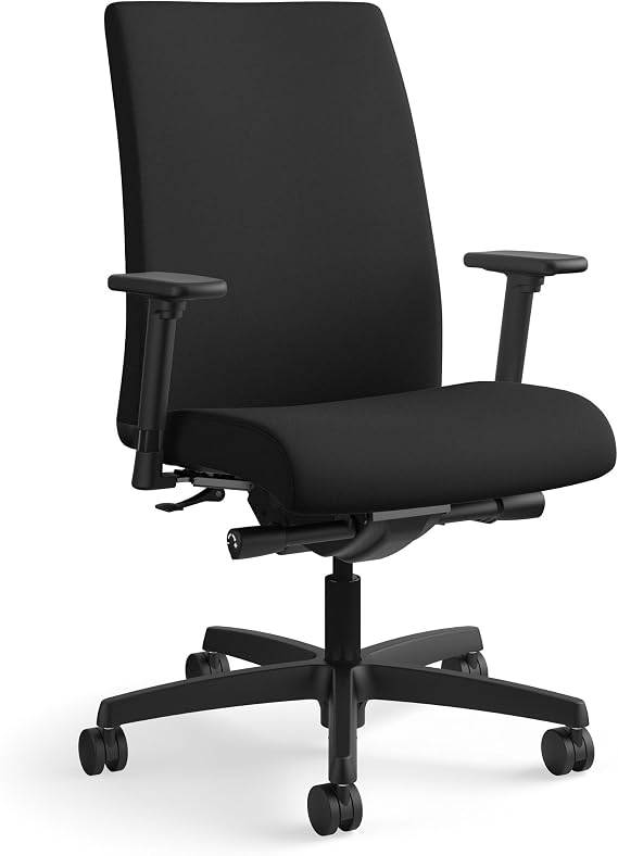 HON Ignition Series Mid-Back Work Chair - Upholstered Computer Chair for Office Desk, Black (HONIW104CU10)