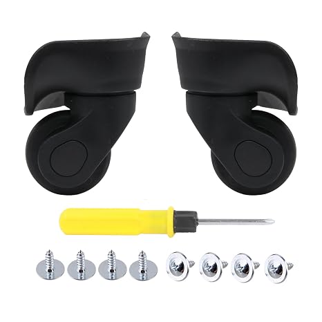 1 Pair Replacement Wheels for Luggage 360 Swivel Suitcase Casters Black (W041)