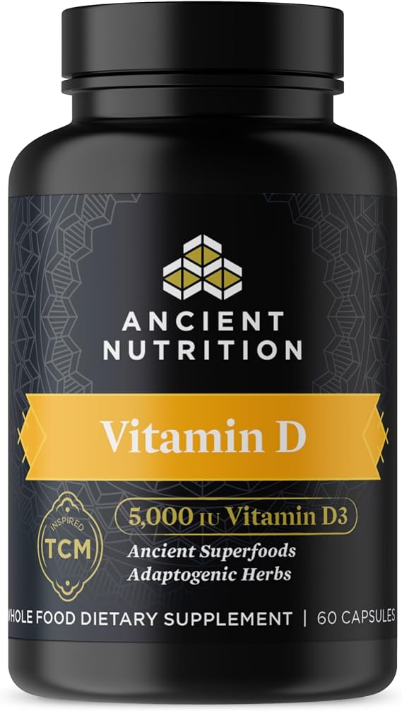 Ancient Nutrition Vitamin D, 5,000 IU Vitamin D3 + K2 for Immune Support