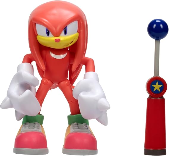 Sonic The Hedgehog 4-Inch Action Figure Modern Knuckles with Blue Checkpoint Collectible Toy