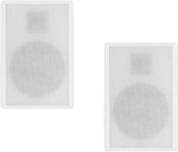 Acoustic Audio by Goldwood SLM1W Mountable On Wall Slim Speakers Home Theater Wired Pair Pack, White