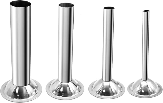 Saihisday 4Pcs Sausage Stuffing Tubes Stuffing Nozzles Stainless Steel Sausage Maker Tubes Snack Stick Stuffer Tube Sausage Stuffer Tubes for #10/#12 Meat Grinder