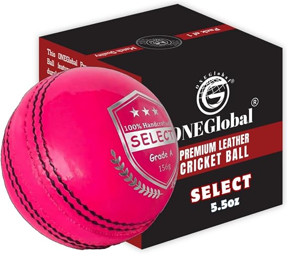 Select Leather Cricket Ball | 100% Handcrafted, 156g - 5.5oz, 4-Piece Construction | Ideal for T20, Net Practice, Training etc.