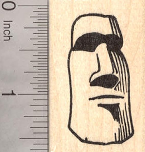 Easter Island Head Rubber Stamp, Moai Statues, Rapa NUI People