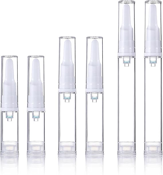 Airless Pump Jars, Traveling Airless Pump Bottles Set, Empty Refillable Cosmetic Airless Pump Jar Travel Foundation Container Dispenser for Eye Face Cream Lotion Skincare Serum, 5/10/15ml, 5/10/15ml