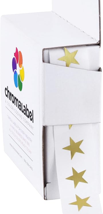 ChromaLabel Small Star Stickers, 3/8 Inch Metallic Gold, 1000/Box