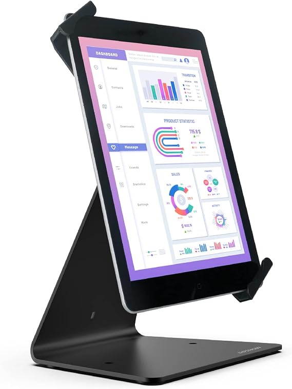 Desktop Anti-Theft Security Kiosk Stand Holder Enclosure for Most 8 to 10.1 Inch,& for 10.2",10.5",10.9",11" iPad with Lock and Key,Flip &360Rotating Horizontal or Vertical Design... (Black)