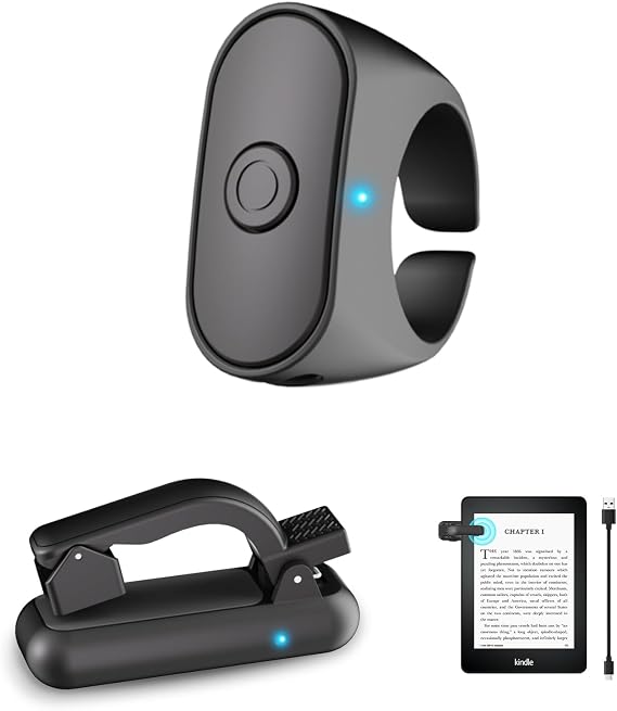 MAIRAN Page Turner Remote for Kindle Paperwhite Oasis Kobo, Page Turner Ring for Kindle,Kindle Page Turner clicker Designed for Kindle iPhone iPad Android Tablets E-Readers