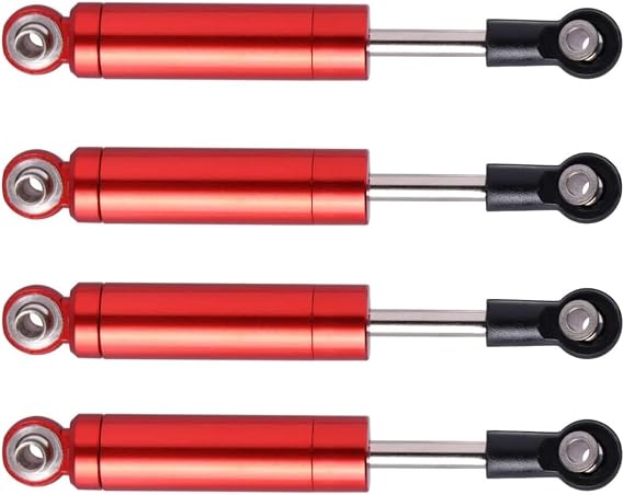 4pcs 100mm Rc Shocks Absorber Damper Internal Spring for 1/10 Crawler Truck Offer Road AXIAL Redcat FMS Hobbyplus Tamiya LOSI HSP HPI RC Car Aluminum Shocks Upgraded Parts Red