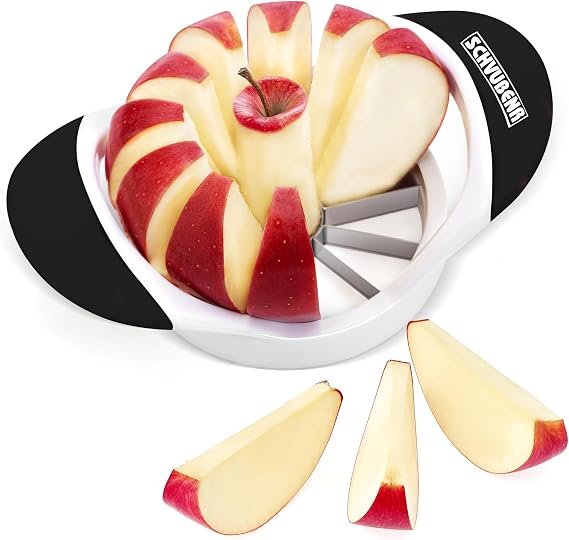 SCHVUBENR 3.5 Inch Apple Slicer with 12 Sharp Blades - Professional Apple Cutter - Stainless Steel Apple Corer - Super Sharp Apple Slicer and Corer - Slice Apple with Ease(Black)