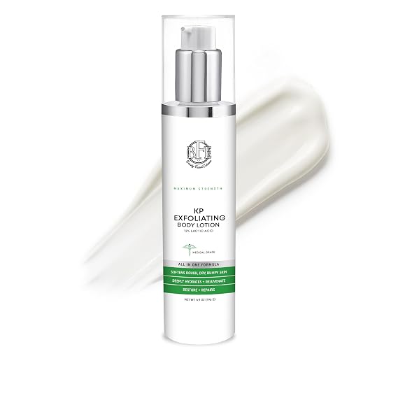Keratosis Pilaris Exfoliating Body Lotion 12% Lactic Acid for KP, Rough, Dry & Bumpy Skin Hydrates, Exfoliates & Smooths Uneven Skin Texture for Softer, Smoother-Looking Skin.