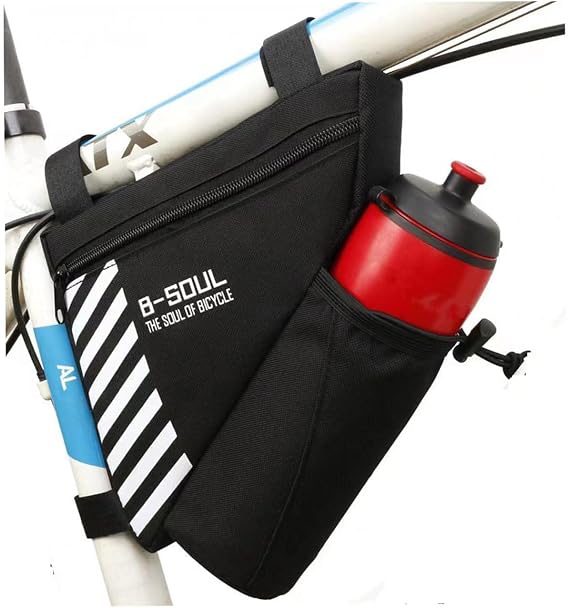 Bike Triangle Frame Bag with Water Bottle Holder, Waterproof Top Tube Bag for Bicycles, Bike Frame Storage Bag for Phone, Wallet, Keys, Tools, Use for Road Bike MTB Bike Accessories
