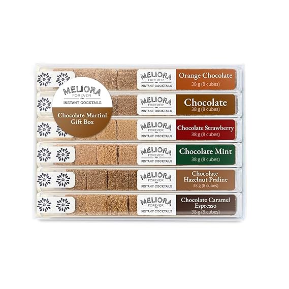 Meliora Forever Chocolate Martini Gift Box, Instant Cocktail Cubes, 6 Flavors - 8 Cubes per Flavor, 48 Cubes Total - Chocolate Gift Box