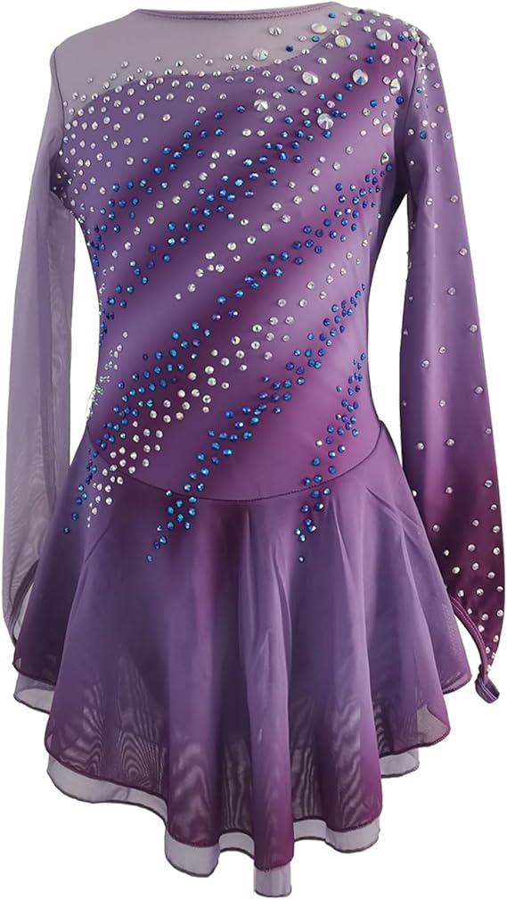 LIUHUO Figure Skating Dress Girl's Diamond Long Sleeves Handmade Customized Competiton Performation