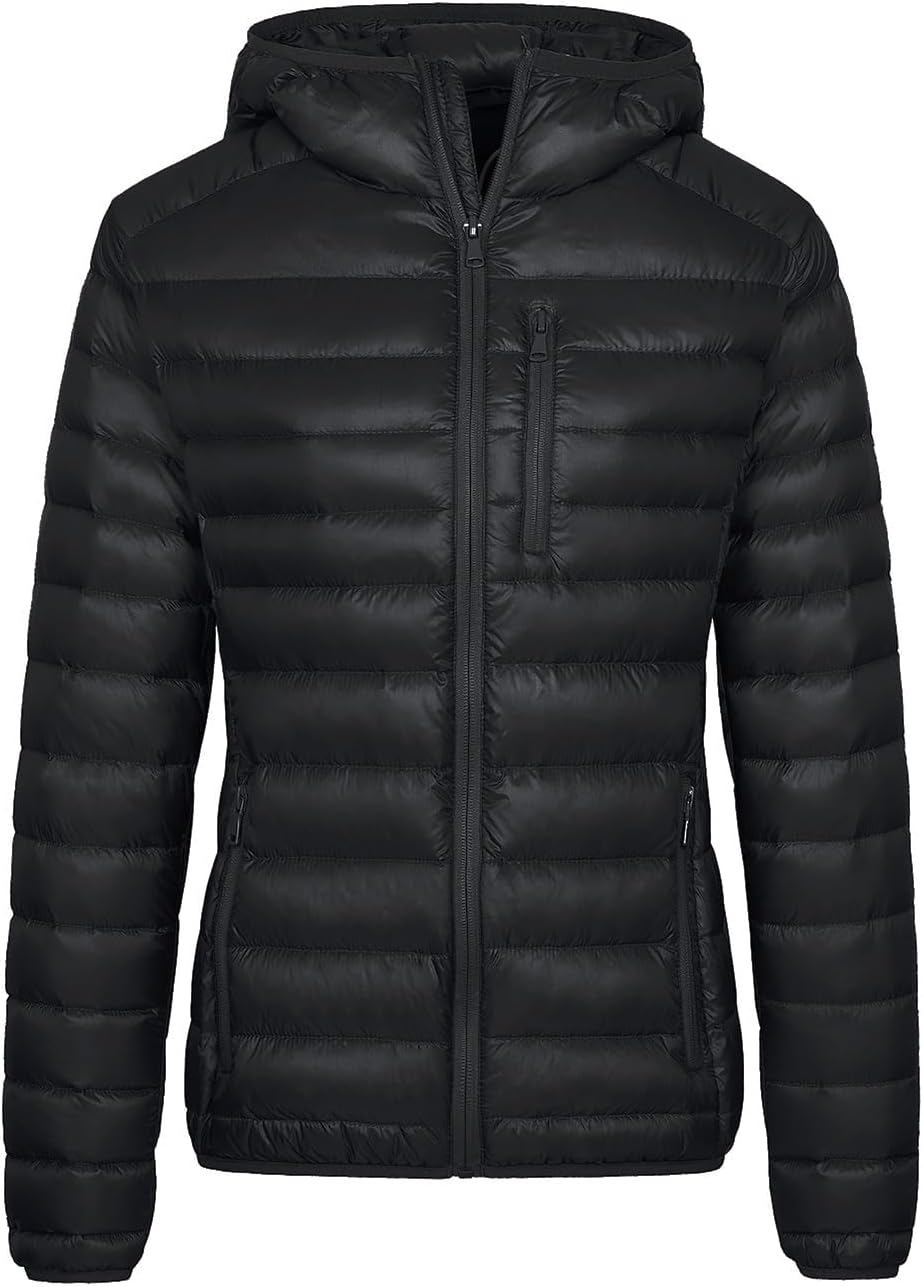 Wantdo Womens Packable Down Jacket Lightweight Puffer Jacket Hooded Winter Coat