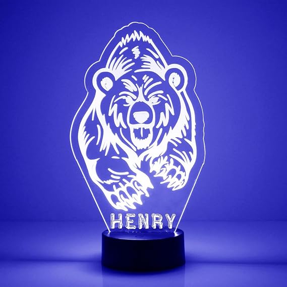 Bear Personalized LED Lamp/Night Light, Includes Remote with 16 Changing Colors