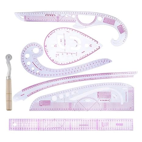 7pcs Sewing French Curve Ruler Set, French Curve Pattern Making Ruler Kit Metric Curve Shaped Rulers for Drawing, Craft, Sewing Project for Designers and Tailors