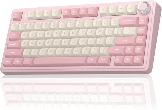 AULA F75 75% Wireless Mechanical Keyboard,2.4Ghz/Type-C/BT5.0 Gaming Keyboards,Advanced Structure,RGB Backlight,Creamy Sound,Hot Swappable Custom Keyboard for PC/Mac (Pink White)
