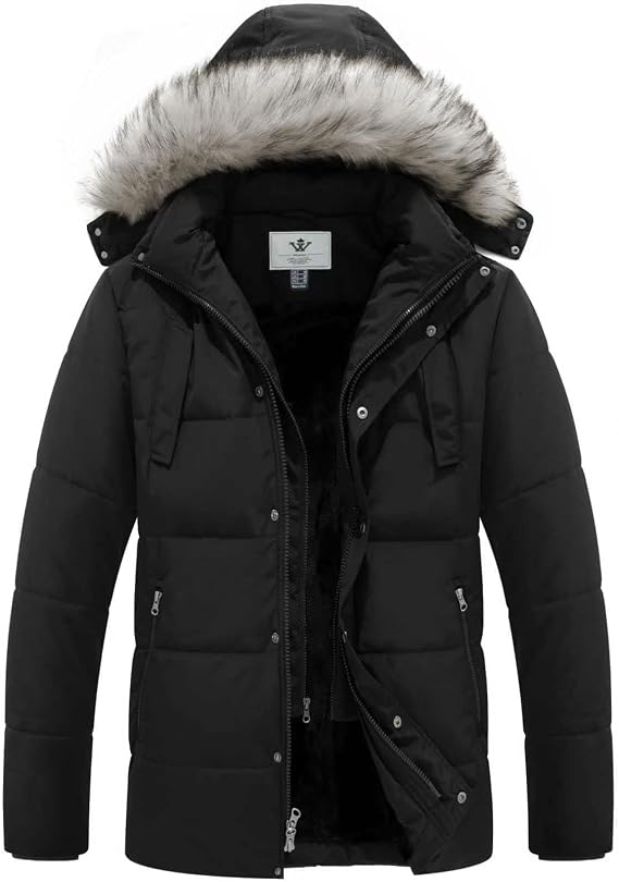 WenVen Men's Winter Puffer Coat Thicken Winter Warm Padded Jacket with Hood
