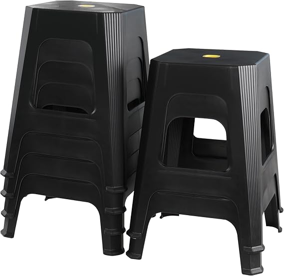 Cand 18.7 Inch High Plastic Stool Chair, 6 Packs Square Stackable Stools