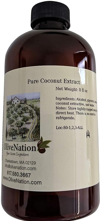 OliveNation Coconut Extract - PG Free - 16 fl oz | Clear, Sugar Free Natural Flavoring Adds Rich Coconut Taste/Aroma in Baking, Ice Cream, Fillings/Frosting, Sauces, Beverages