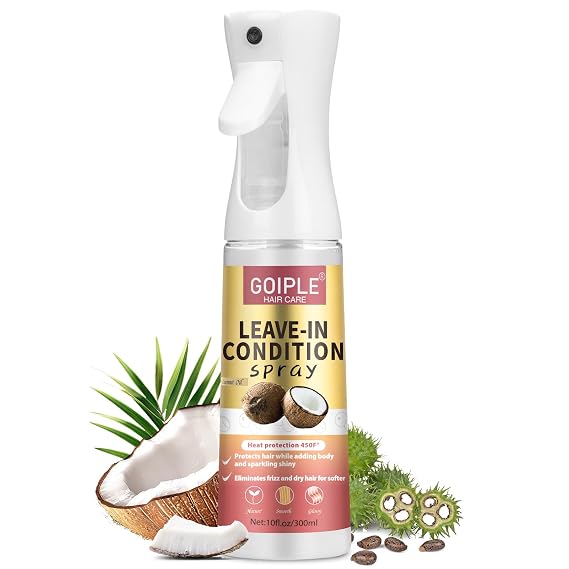 Leave In Conditioner & Heat Protectant Spray Smooth Flyaways Add Shine - 450 'F Heat Protectant Spray Frizz Control Thermal Pretection Enhancer Blow-Dry Support Thermal Styling Mist for All Hair Types