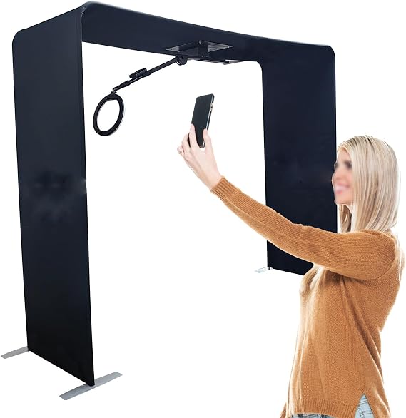 Overhead 360 Photo Booth Spinning Video Booth Rotation Stand Camera Photo Booth with Tablet Holder &LED Light videobooth Shots for Wedding Birthday Party