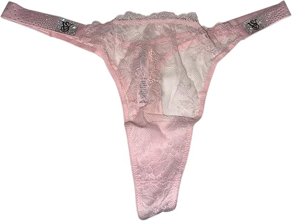 Victoria's Secret Very Sexy Rhinestone Lace Thong Panty Pink New