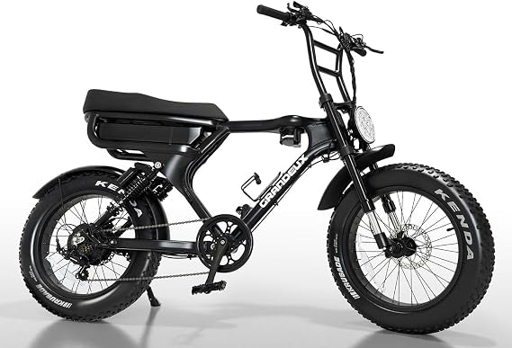 Fat Tire Electric Bike for Adults 1350W Peak Motor, 32MPH Top Speed, 62 Miles Range, Long Seat Retro Moped-Style E-Bike with Full Suspension & Hydraulic Brakes for City and Off-Road
