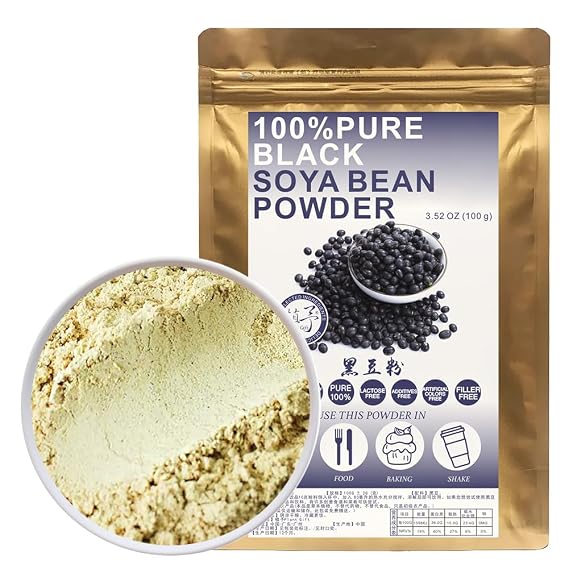 100% Natural Pure Black Bean Powder 100g/3.52oz Cooked Black Bean Powder For Smoothies, Shakes, Baking & Drinks,Tea | Free from Preservatives
