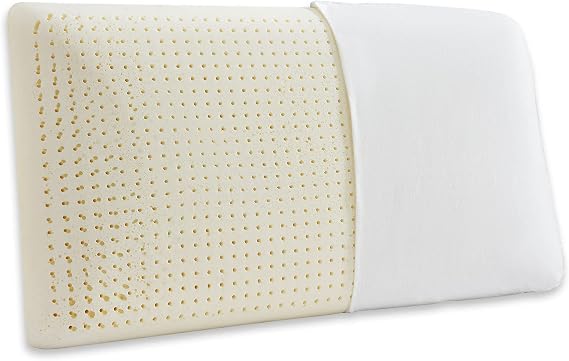 JOTOM 100% Natural Talalay Latex Sleeping Bed Pillow - Luxury Soft Queen Size Pillow for Side, Back, and Stomach Sleepers - Removable Breathable Cotton Cover (Standard Size)