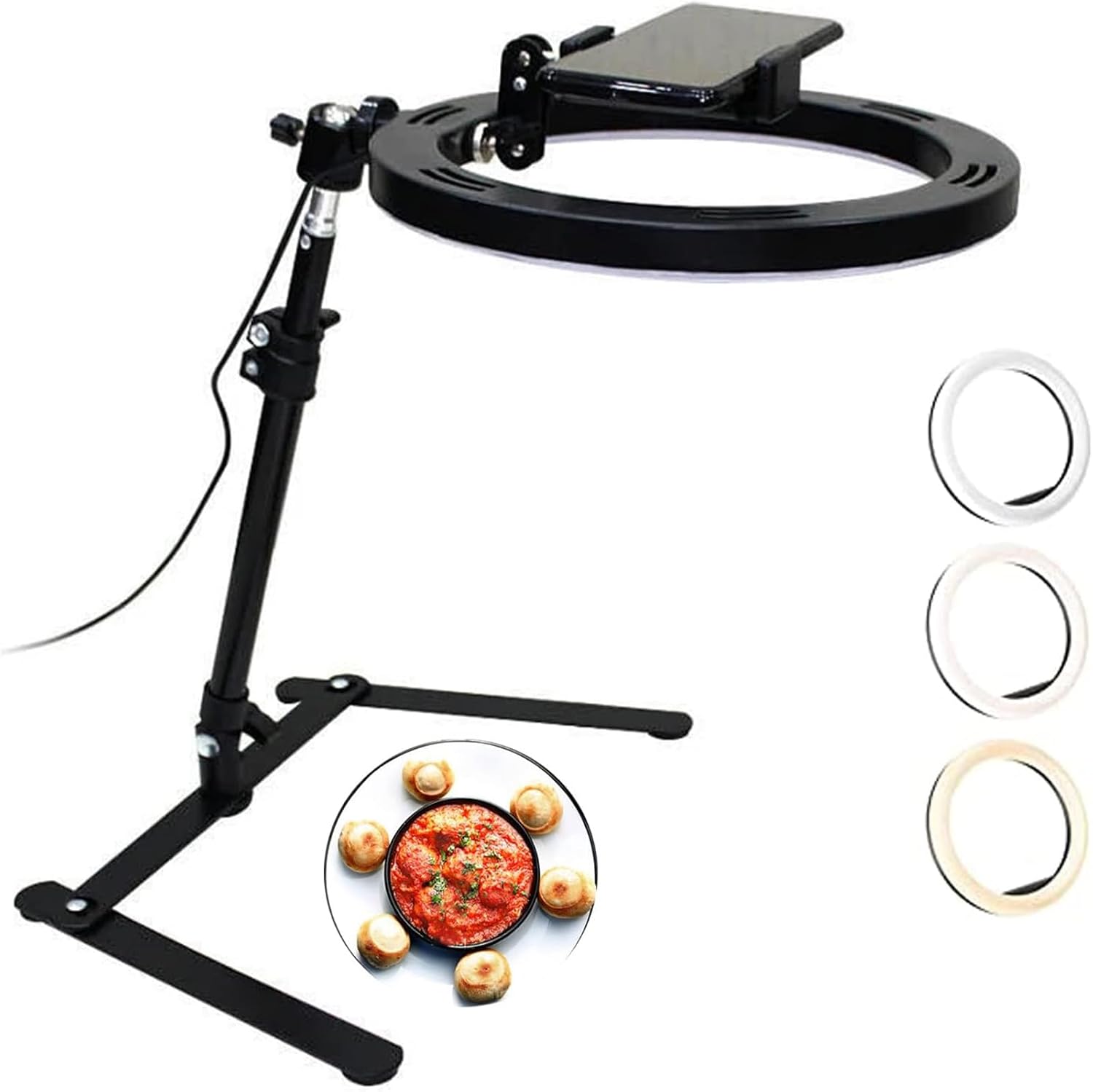 Tripod ve cep telefonu tutuculu, 10 inç LED halka lamba, kısılabilir selfie halka lamba, 3 aydınlatma modu ve 10 parlaklık kademesi, Tiktok, canlı yayın, makyaj, YouTube için (siyah)