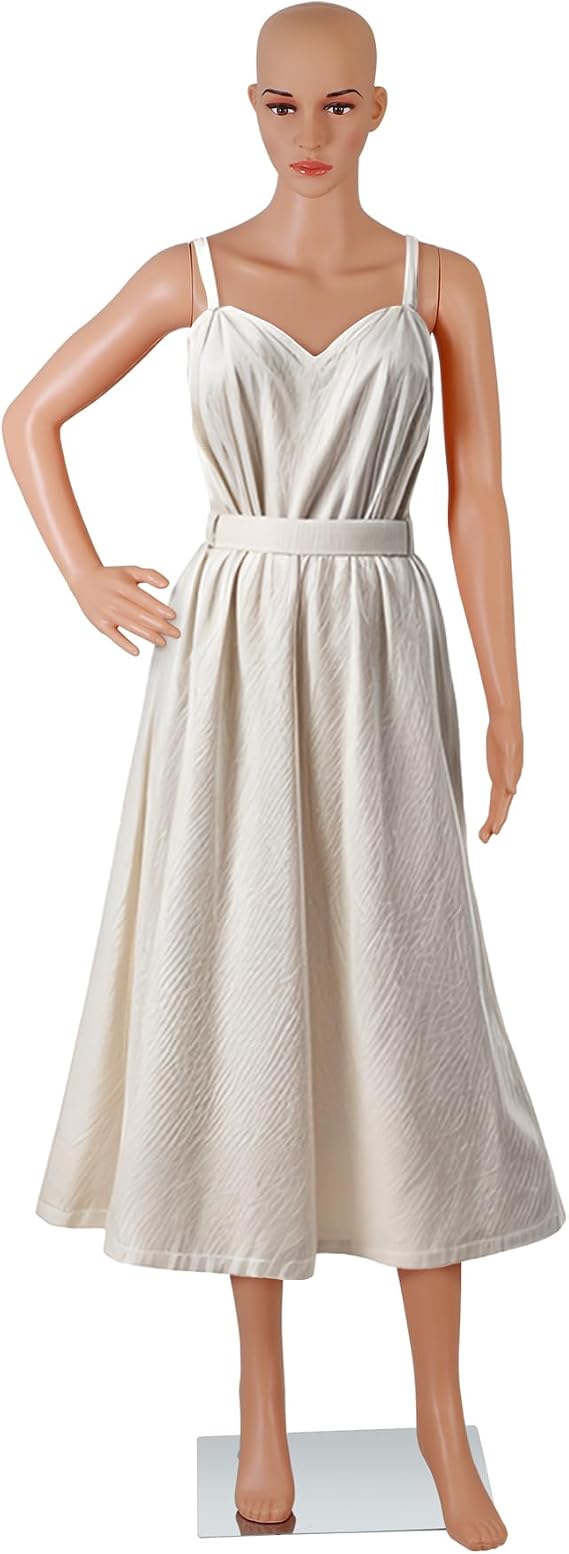 Full Body Mannequin 69 Inches Dress Form Manikin Adjustable Posture Realistic Display Dress Model with Turnable Head, Metal Base
