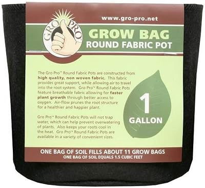 Gro Pro Premium Round Fabric Pot 1 Gallon, Black