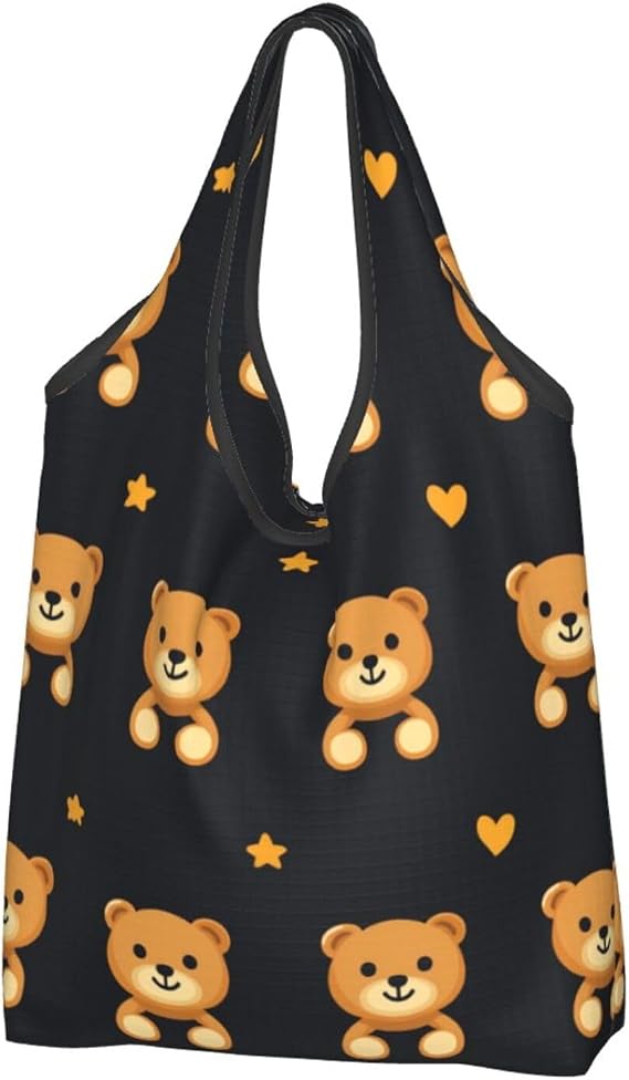 Reusable Shopping Bags Cute Teddy Bear Grocery Bag Foldable Lightweight Beach Bag